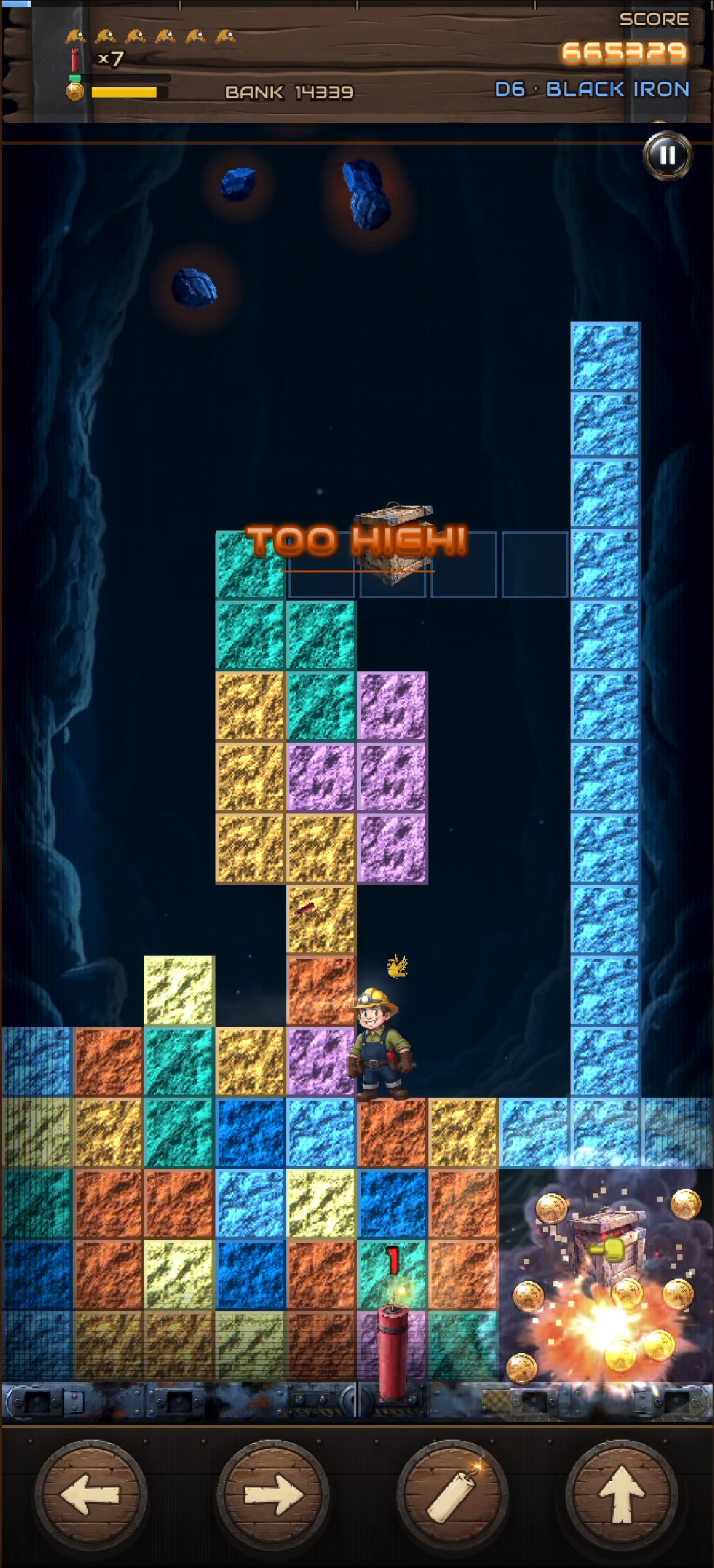 The stick goes off at a tower's base.